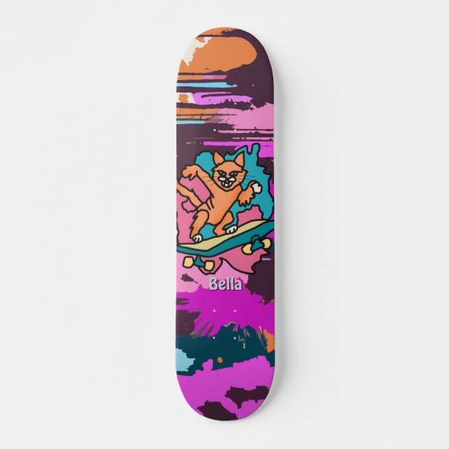 Gato de Street Retro en Skateboard | Divertido (Anverso )