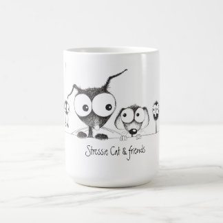 Gato de Stressie y taza de los amigos