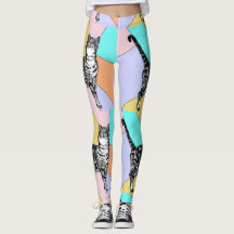 Gato de Tabby Guay Animal Pastel Harlequin Legging