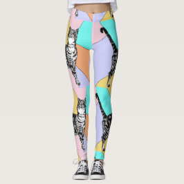 Gato de Tabby Guay Animal Pastel Harlequin Legging