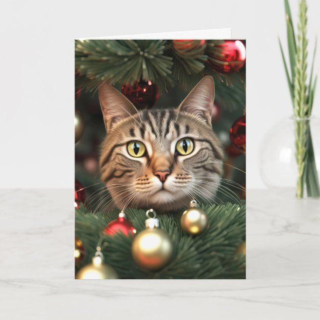 Gato De Tabulación En Un Árbol De Navidad (Anverso)
