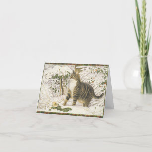 Gato de tarjetas de navidad