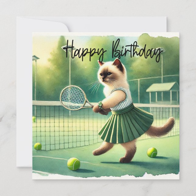Gato de tenis mamá con palabra Feliz cumpleaños (Anverso)
