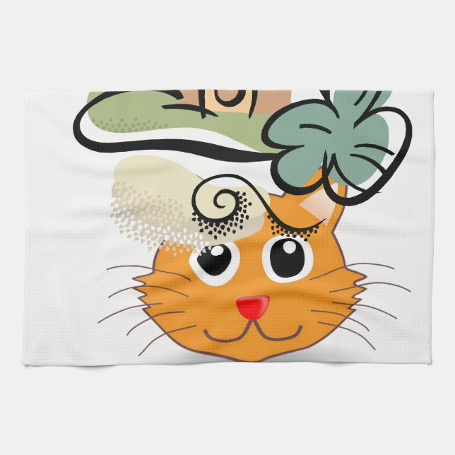 Gato de toalla de cocina de San Patricio (Horizontal)
