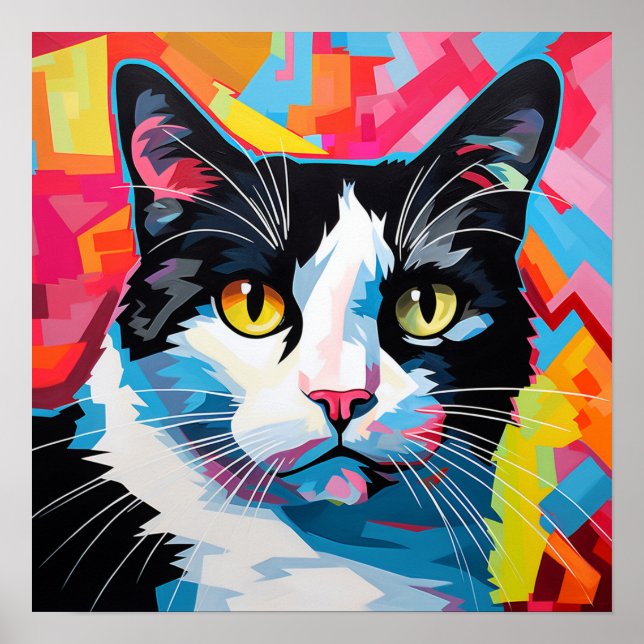 Gato de Tuxedo de arte pop (Frente)