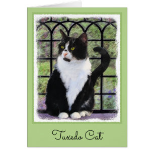 Gato de Tuxedo en la ventana Pintura de arte anima