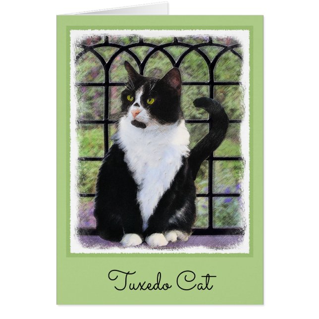 Gato de Tuxedo en la ventana Pintura de arte anima (Frente)
