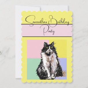 Gato de Tuxedo Gatos Invitación a la fiesta de cum