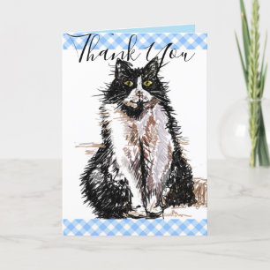 Gato de Tuxedo gracias tarjeta de gatos negros y b