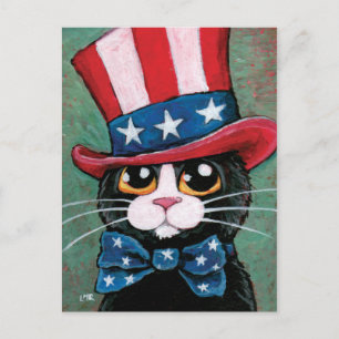 Gato de Tuxedo Patriótico   4 de julio Postal