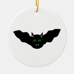 Gato de vampiro frente al ornamento de Bat Hallowe