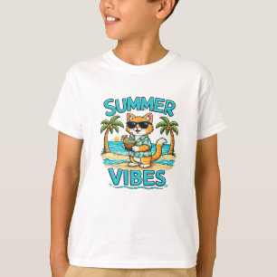 Gato de Vibraciones de Verano Camiseta de Gatos