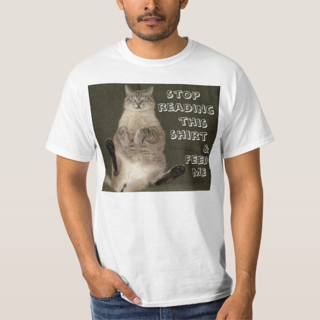 Gato "DEJA DE LEER CAMISA Y ALIMENTA A MIENTRAS" (Anverso)