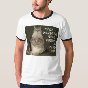 Gato "DEJA DE LEER CAMISA Y ALIMENTA" Mens Ringer