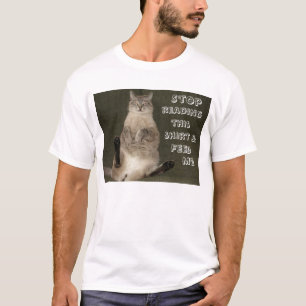 Gato "Dejar de leer camiseta y alimentarme" Tee bá
