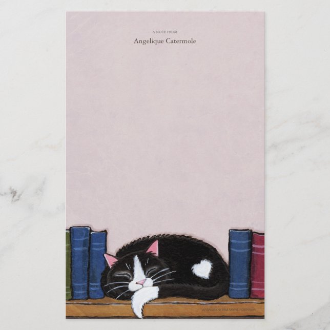 Gato del amor el | del libro en un papel de nota (Anverso)