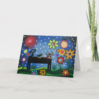 Gato del ARTE POPULAR con actitud POR la tarjeta