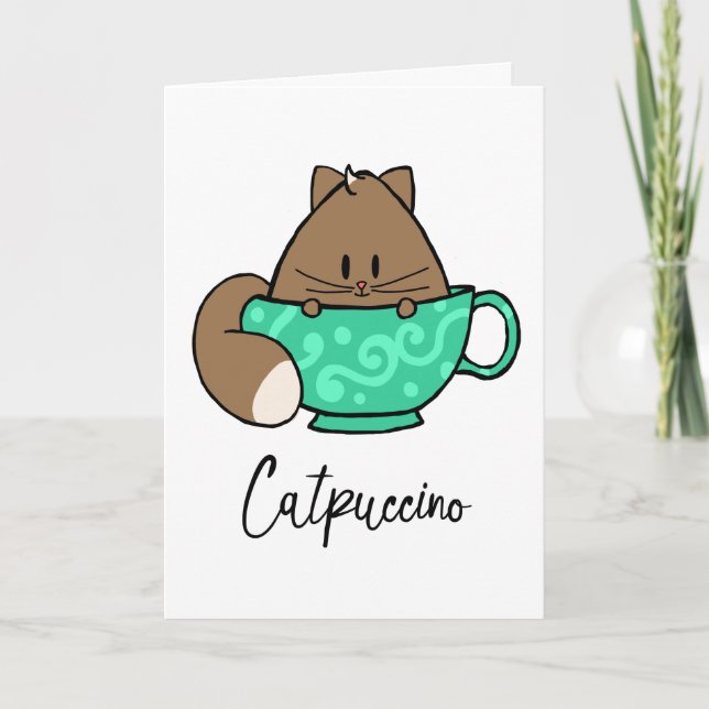Gato del dibujo animado de Catpuccino y tarjeta de (Anverso)