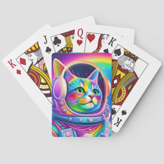 Gato del espacio arcoiris - Jugando cartas (Reverso)
