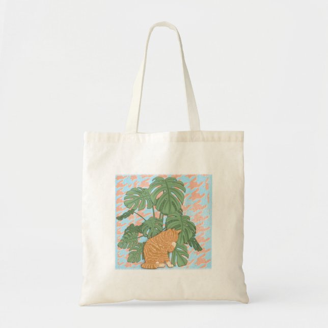 Gato del jengibre por la bolsa de asas del diseño (Frente)