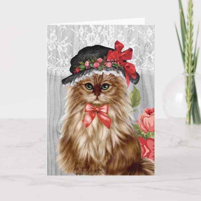 Gato del Victorian en tarjeta de felicitación del (Anverso)