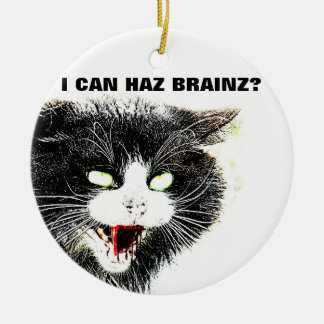 Gato del zombi puedo ornamento de Haz Brainz