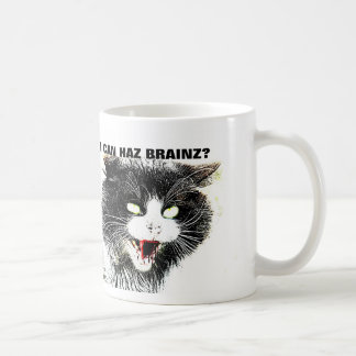 Gato del zombi puedo taza de café de Haz Brainz