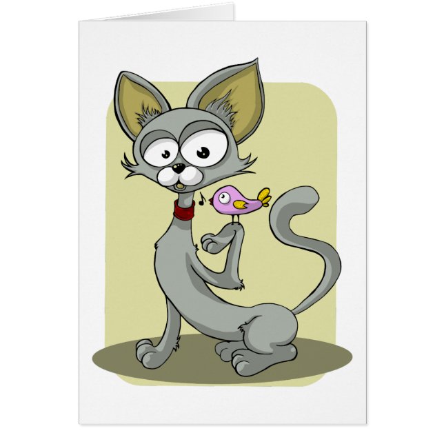 Gato delgado y pájaro rosa (Frente)