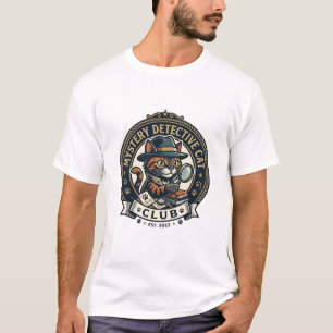 Gato Detective Misterioso Camiseta Gráfica Arte -
