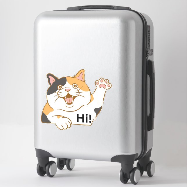 Gato diciendo su Pegatina de Vinyl, Pegatina de ga (Maleta)