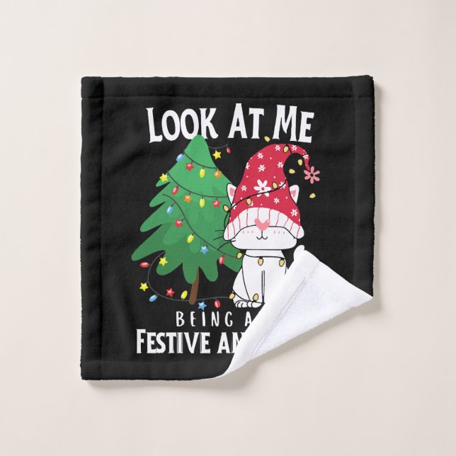 Gato divertido de Navidad (Toallita)