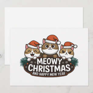 Gato divertido de Navidad maullido con sombrero de