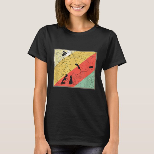 Gato Divertido de Surf Camiseta Retro de Surf (Anverso)