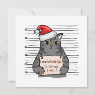 Gato Divertido Derribó el Árbol de Navidad