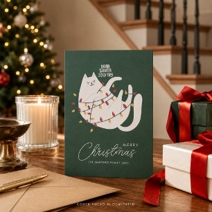 Gato Divertido Feliz Navidad Saludo