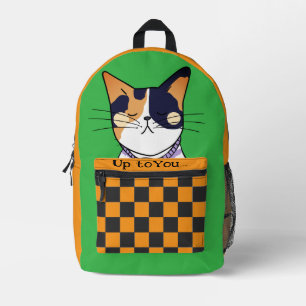 Gato Divertido, Gato Lindo, Mochila Impresa Naranj