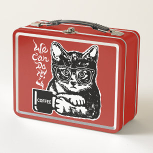 Gato divertido motivado por el café