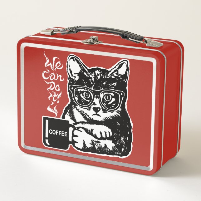 Gato divertido motivado por el café (Anverso)