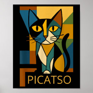 Gato Divertido Picatso - Estilo de Arte Cubismo- D
