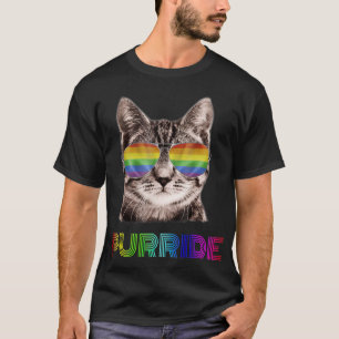 GATO DIVERTIDO PURA CAMISETA DE ORGULLO LGBT