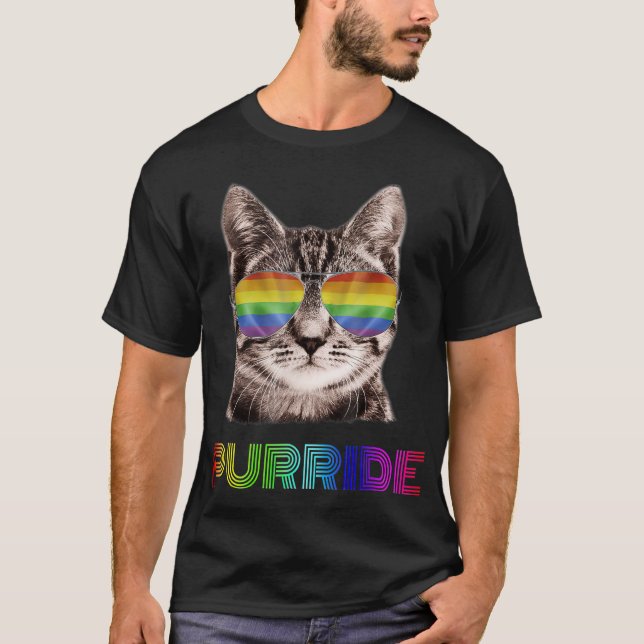 GATO DIVERTIDO PURA CAMISETA DE ORGULLO LGBT (Anverso)