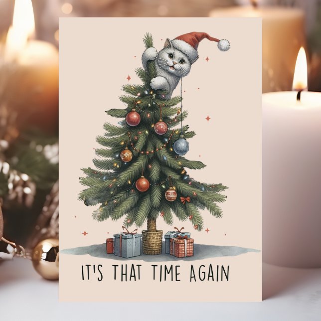 Gato Divertido Subiendo al Árbol de Navidad (Subido por el creador)