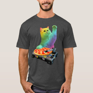 Gato DJ Cat Pizza Cat Pizza Pizza Gato DJ Tops Fun