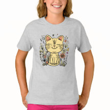 Gato dorado | Camiseta elegante de arte gato