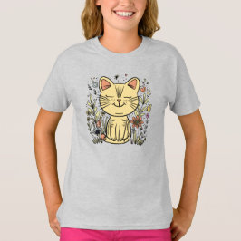 Gato dorado | Camiseta elegante de arte gato