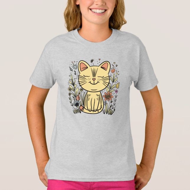 Gato dorado | Camiseta elegante de arte gato (Anverso)