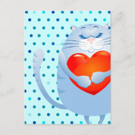 Gato dulce enamorado, postal