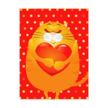 Gato dulce enamorado, postal