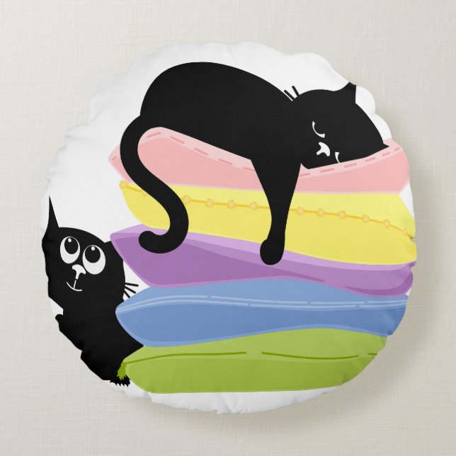 Gato durmiendo sobre una almohada pastel abstracta (Anverso)
