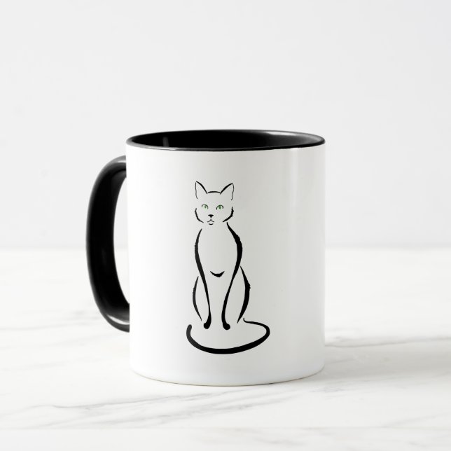 Gato elegante con la taza de los ojos verdes (Anverso izquierdo)